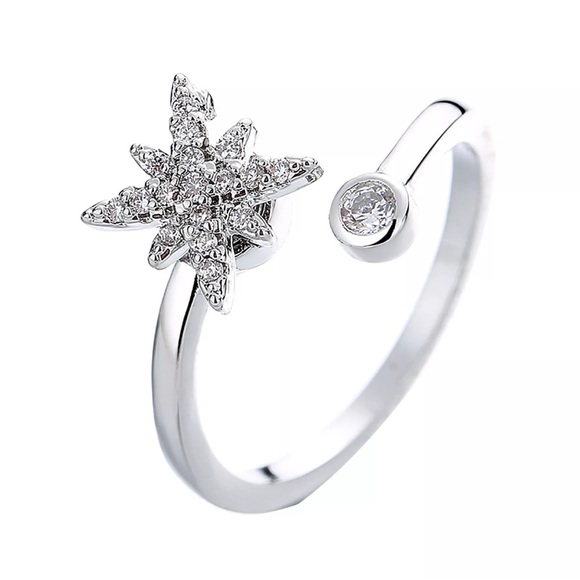 Creative Rotatable Ring Adjustable Zircon Flower Decompression Compression Ring - Picture 2 of 2